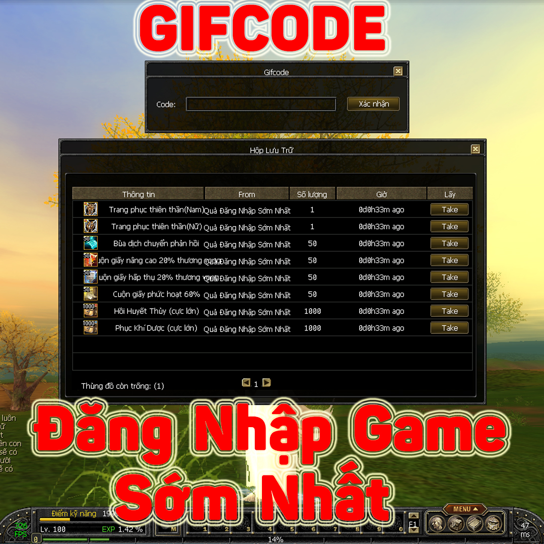 Event Nhận GifCode đăng nhập sớm nhất khi Server Open