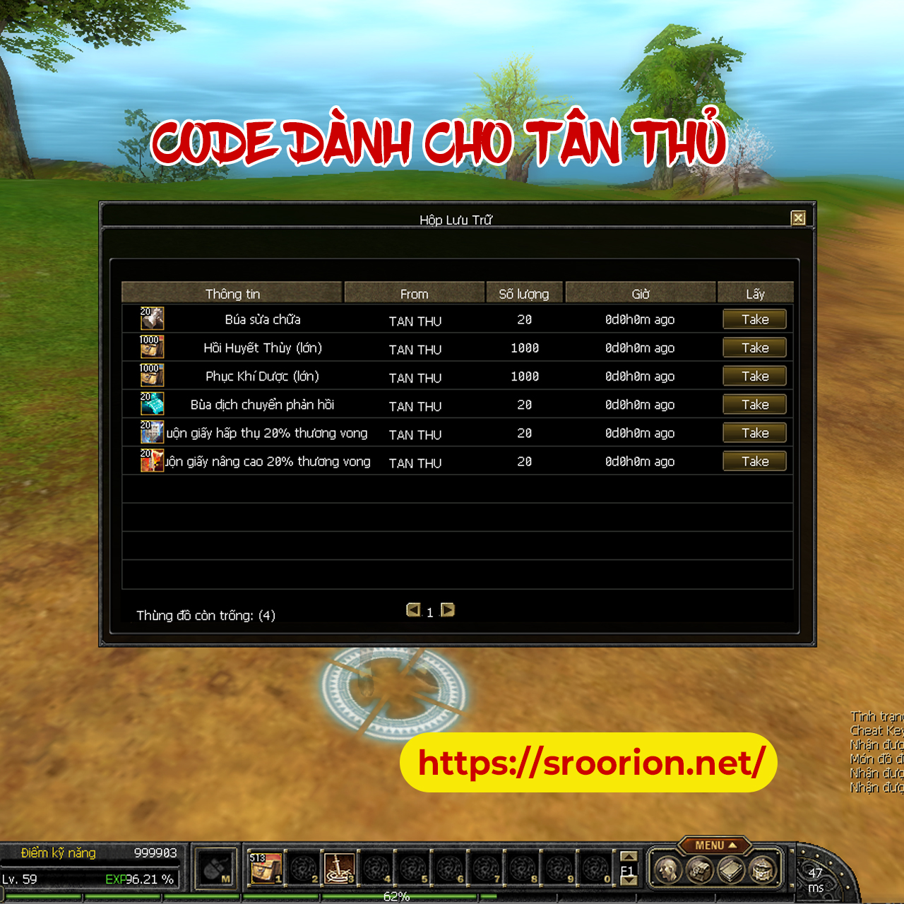 Phát hành Gifcode dành cho tân thủ SRO ORION